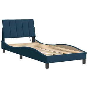 Bettgestell mit LED Blau Samt 90x190 cm