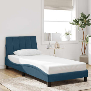 Bettgestell mit LED Blau Samt 90x190 cm