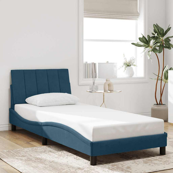 Bettgestell mit LED Blau Samt 90x190 cm