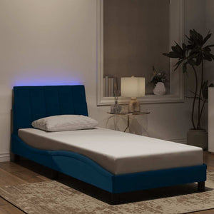 Bettgestell mit LED Blau Samt 90x190 cm