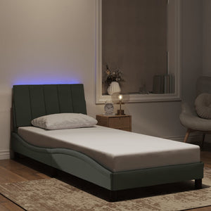 Bettgestell mit LED Hellgrau Samt 90x200 cm