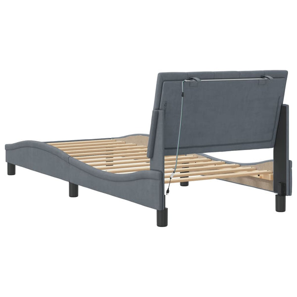 Bettgestell Hanko mit LED Dunkelgrau 90x200 cm