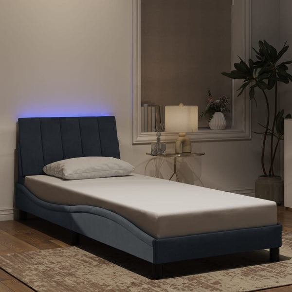 Bettgestell Hanko mit LED Dunkelgrau 90x200 cm