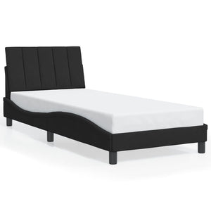 Bettgestell mit LED Schwarz Samt 90x200 cm