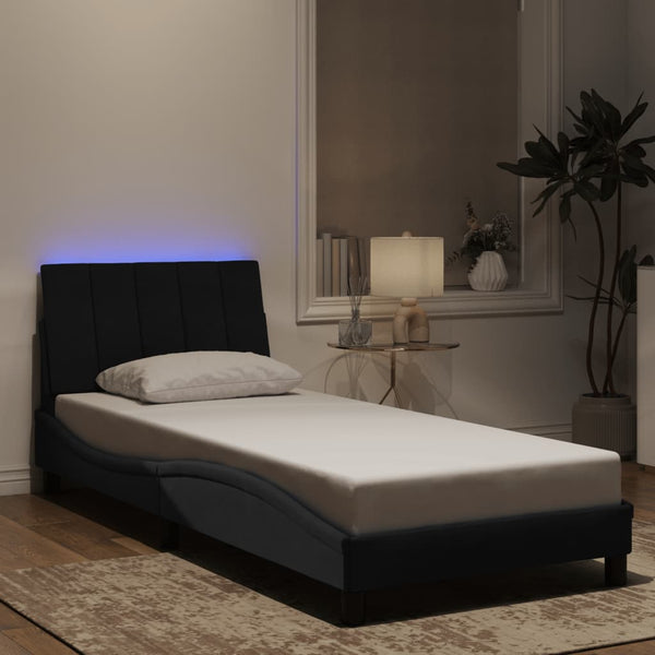 Bettgestell mit LED Schwarz Samt 90x200 cm