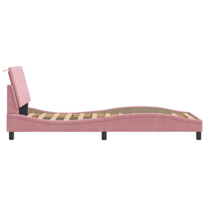 Rosa Samt Bettgestell 90x200 cm mit LED
