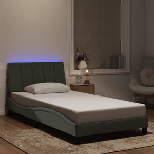 Bettgestell mit LED Hellgrau Samt 100x200 cm