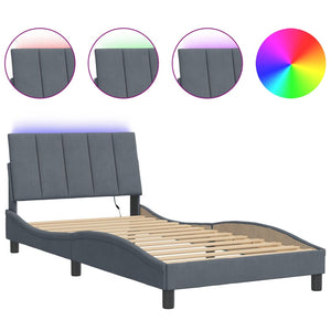 Bettgestell mit LED Dunkelgrau 100x200 cm