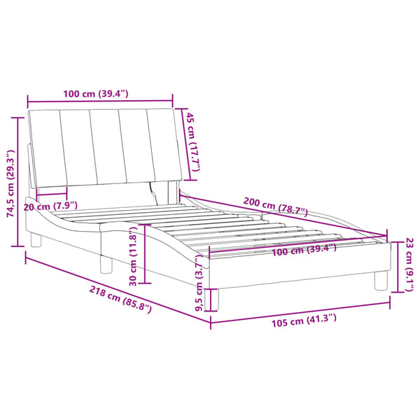 Bettgestell mit LED Dunkelgrau 100x200 cm