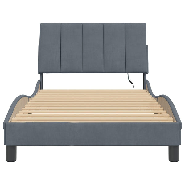 Bettgestell mit LED Dunkelgrau 100x200 cm