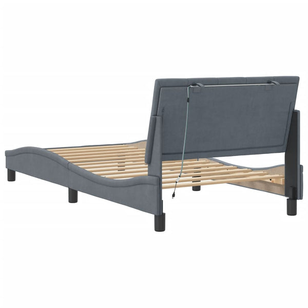 Bettgestell mit LED Dunkelgrau 100x200 cm