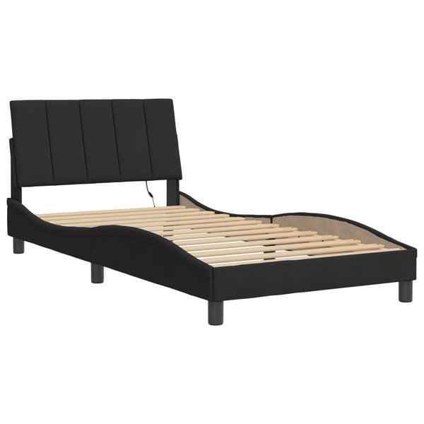 Bettgestell mit LED Schwarz 100x200 cm Samt