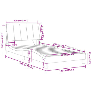 Bettgestell mit LED Schwarz 100x200 cm Samt