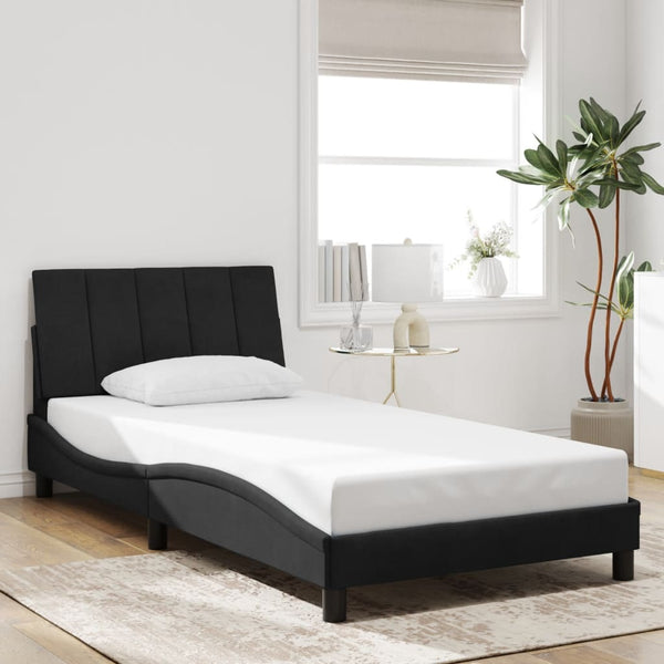 Bettgestell mit LED Schwarz 100x200 cm Samt
