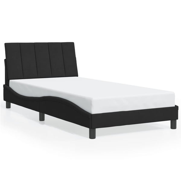 Bettgestell mit LED Schwarz 100x200 cm Samt