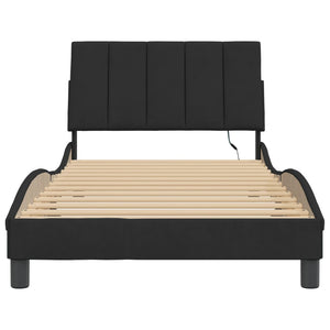 Bettgestell mit LED Schwarz 100x200 cm Samt