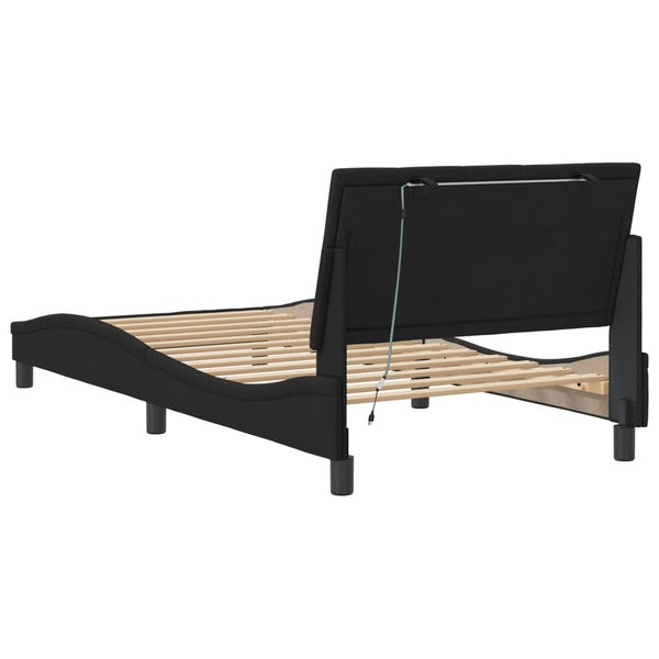 Bettgestell mit LED Schwarz 100x200 cm Samt