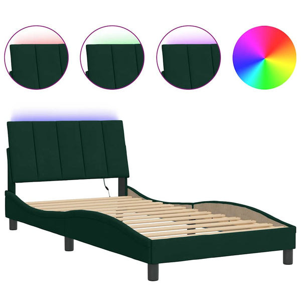 Bettgestell Hanko Dunkelgrün 100x200 cm mit LED