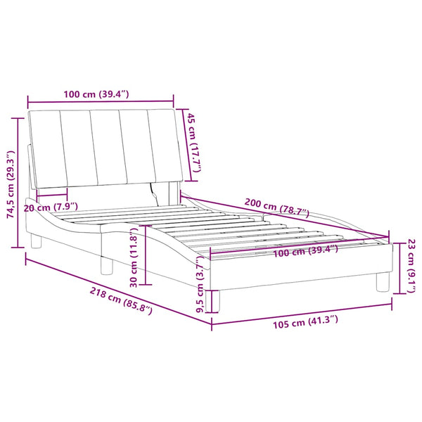 Bettgestell Hanko Dunkelgrün 100x200 cm mit LED