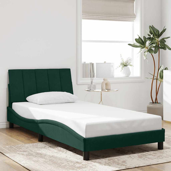 Bettgestell Hanko Dunkelgrün 100x200 cm mit LED
