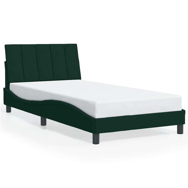 Bettgestell Hanko Dunkelgrün 100x200 cm mit LED