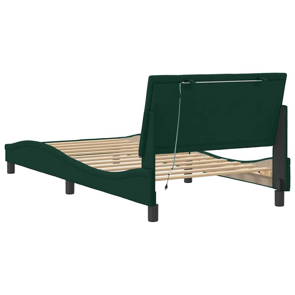 Bettgestell Hanko Dunkelgrün 100x200 cm mit LED