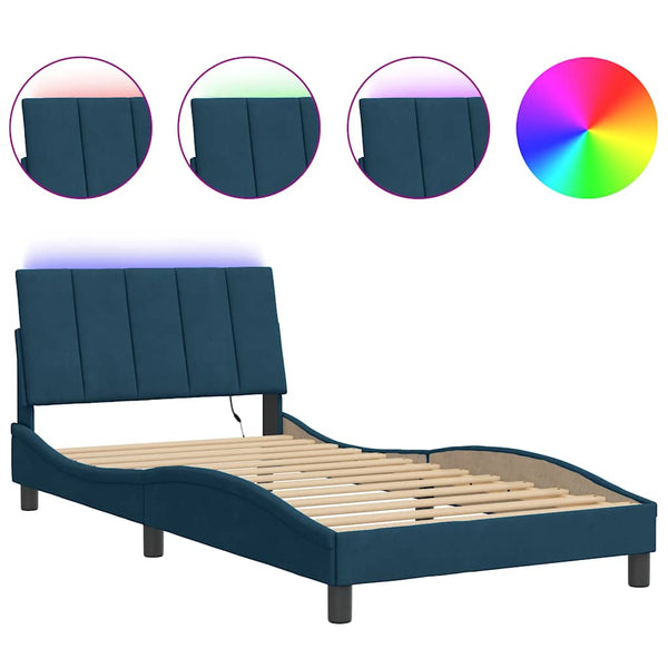 Bettgestell Hanko Blau Samt LED 100x200 cm