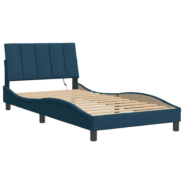 Bettgestell Hanko Blau Samt LED 100x200 cm