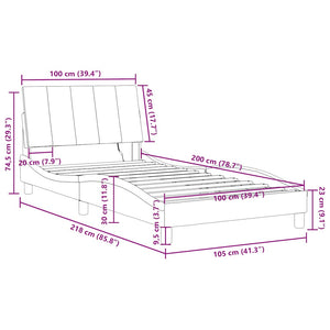 Bettgestell Hanko Blau Samt LED 100x200 cm