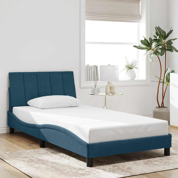 Bettgestell Hanko Blau Samt LED 100x200 cm