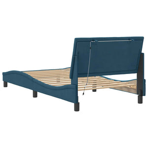 Bettgestell Hanko Blau Samt LED 100x200 cm