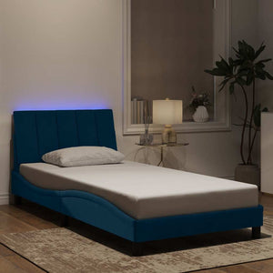 Bettgestell Hanko Blau Samt LED 100x200 cm