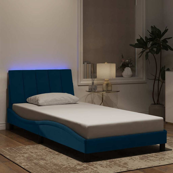 Bettgestell Hanko Blau Samt LED 100x200 cm