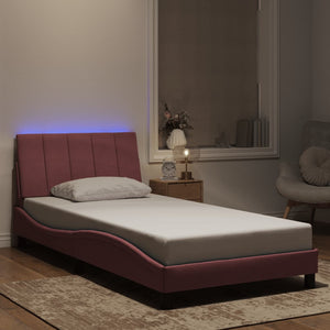 Rosa Samt Bettgestell mit LED 100x200 cm
