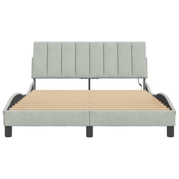 Bettgestell Hanko mit LED Hellgrau 120x200 cm