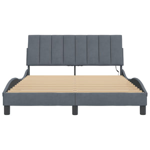 Bettgestell Hanko mit LED Dunkelgrau 120x200 cm