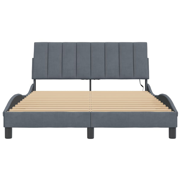 Bettgestell Hanko mit LED Dunkelgrau 120x200 cm