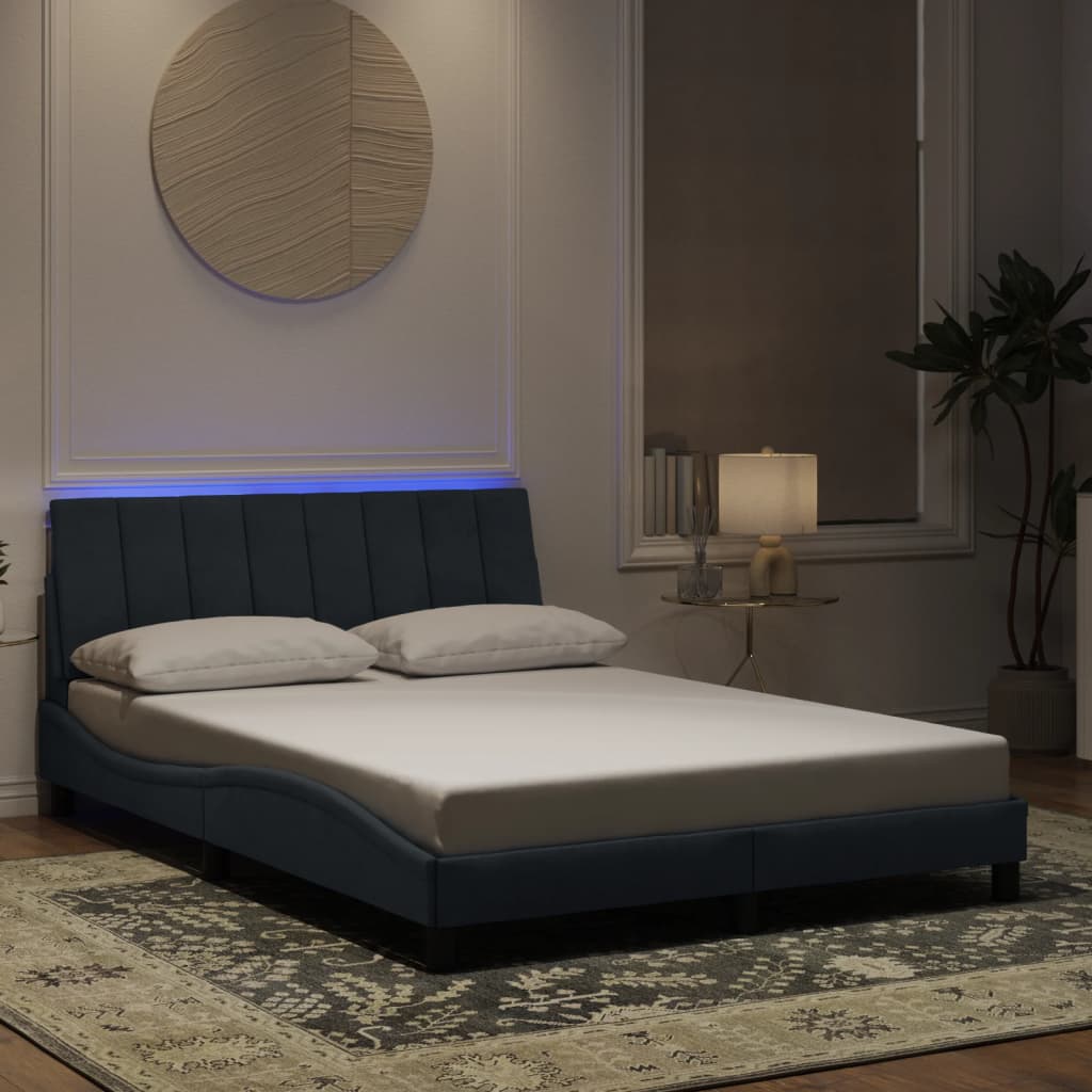 Bettgestell Hanko mit LED Dunkelgrau 120x200 cm
