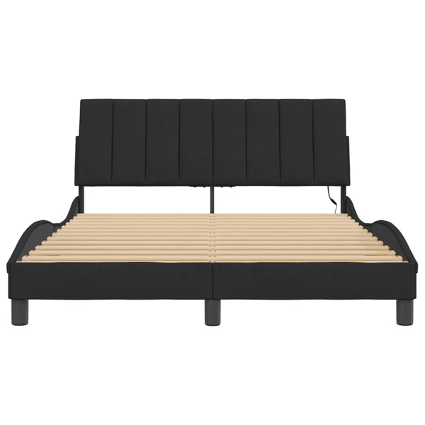 Bettgestell Hanko mit LED Schwarz 120x200 cm