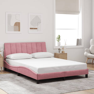 Rosa Samt Bettgestell mit LED 120x200 cm