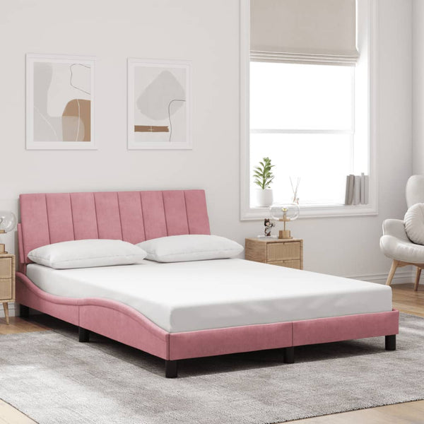 Rosa Samt Bettgestell mit LED 120x200 cm