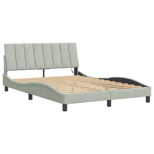 Bettgestell mit LED Hellgrau 140x190 cm Samt