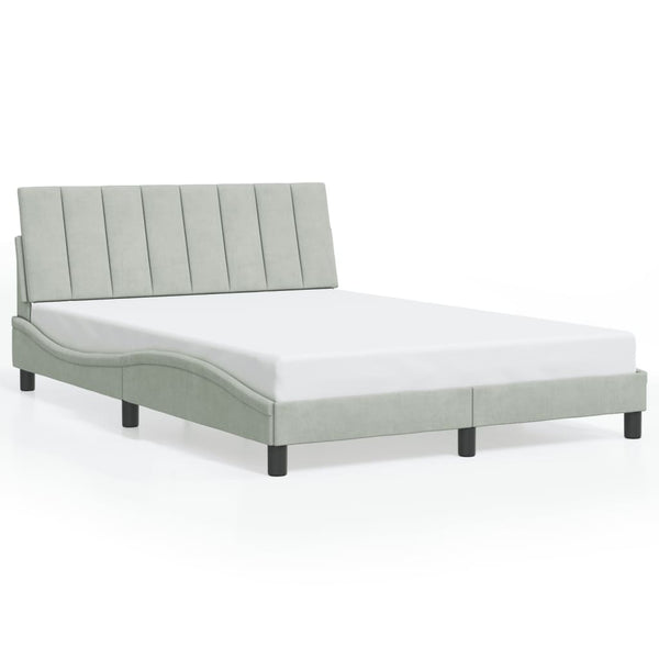 Bettgestell mit LED Hellgrau 140x190 cm Samt