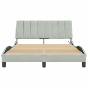 Bettgestell mit LED Hellgrau 140x190 cm Samt
