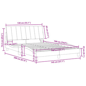 Bettgestell Dunkelgrau 140x190 cm mit LED Samt