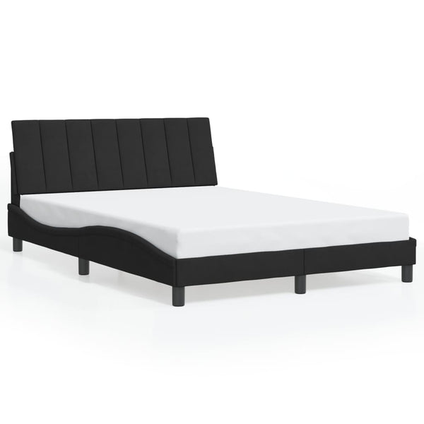 Schwarzes Samt Bettgestell 140x190 cm mit LED