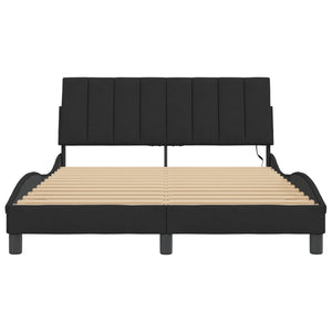 Schwarzes Samt Bettgestell 140x190 cm mit LED