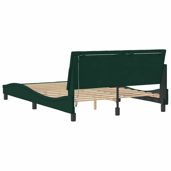 Bettgestell mit LED Dunkelgrün 140x190 cm