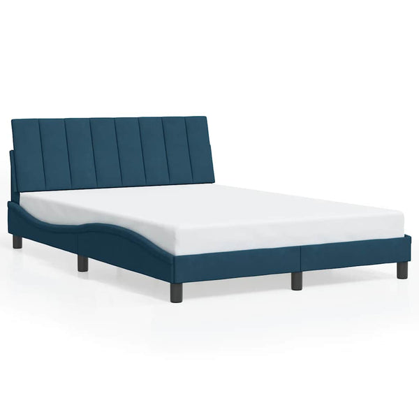 Bettgestell mit LED Blau 140x190 cm Samt