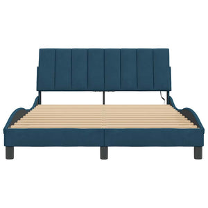 Bettgestell mit LED Blau 140x190 cm Samt